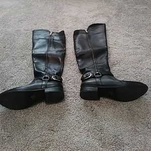 Steve madden blk leather knee hi boots